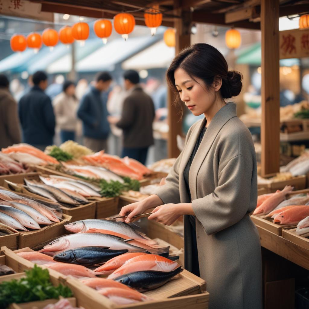 Akemi at a Japanese food market
